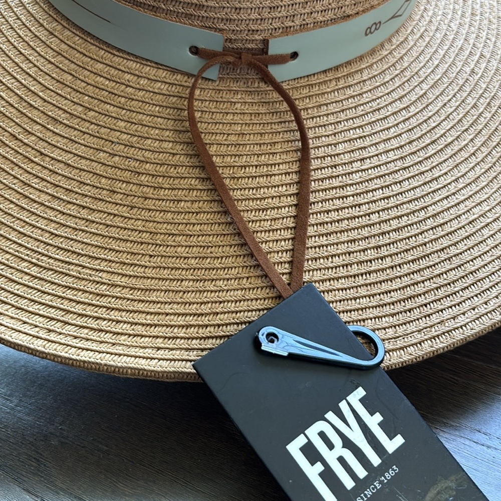 FRYE High Crown Western Natural 100% paper,adjustable,banded,studs,4.5” brim hat - Picture 3 of 9